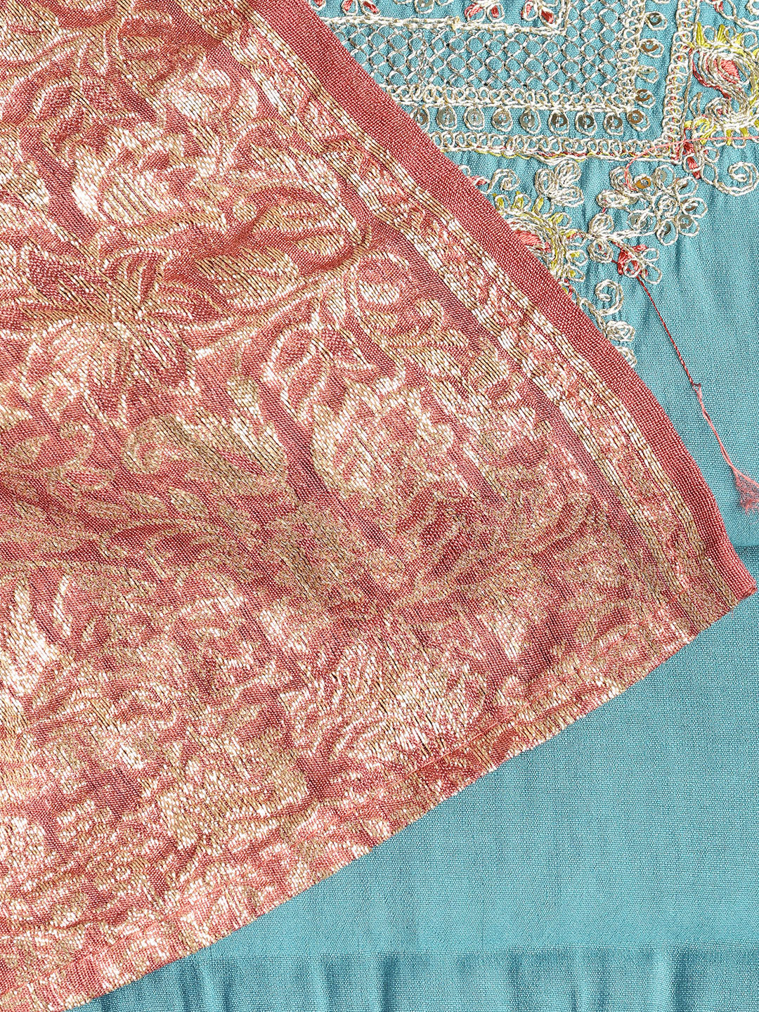 Neck Embroidered Cotton Blend Unstitched Suit With Dupatta