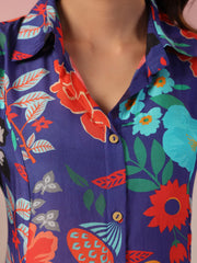 Floral Printed Muslin Kurta With Pants