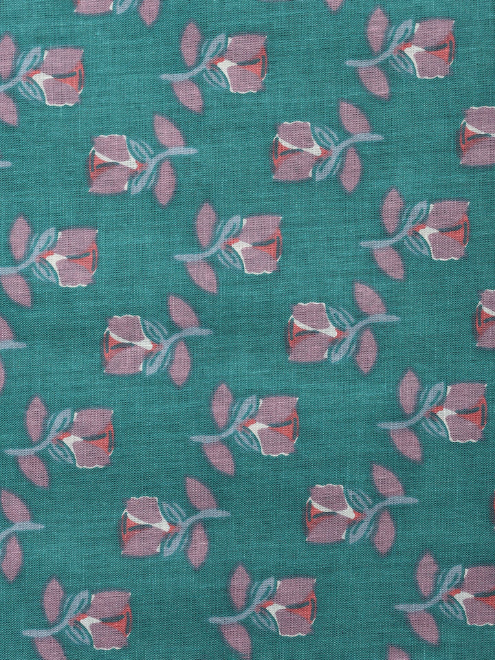Printed Cotton Blend Unstitched Suit With Dupatta
