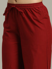 Threads Embroidery Cotton Blend Kurta With Pants