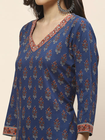 Printed Cotton Suit Set With Dupatta