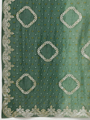 Neck Embroidery Organza Unstitched Suit Piece With Woven Dupatta