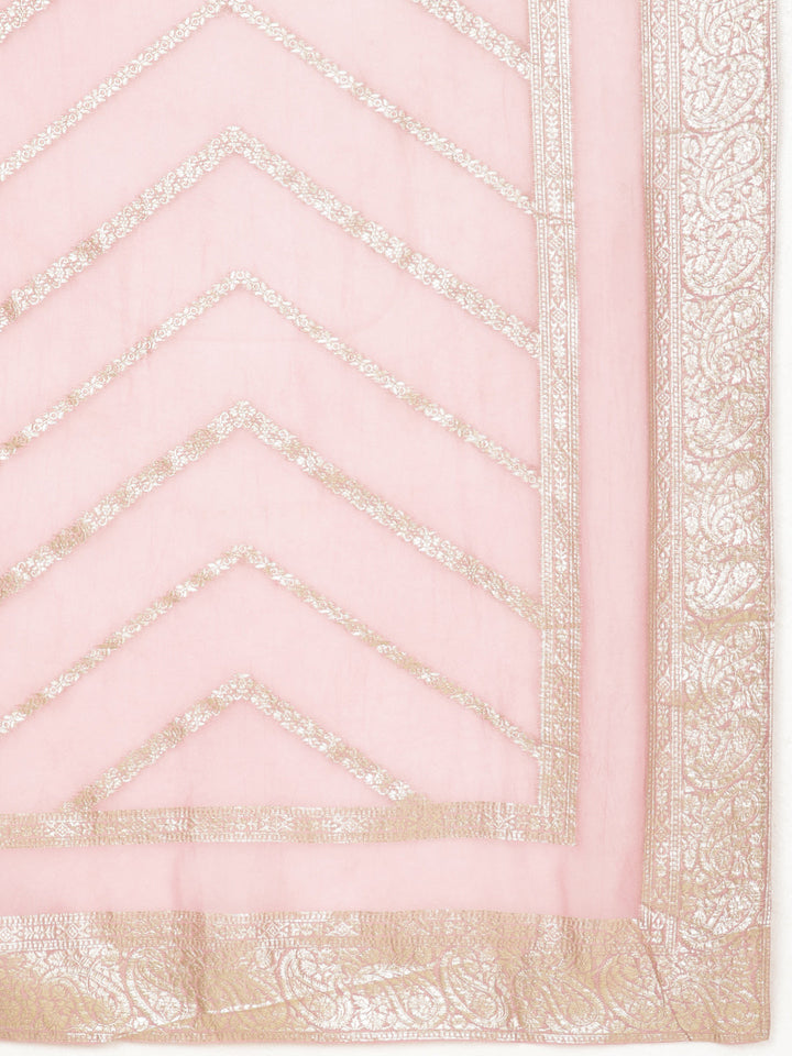 Neck Patti Chanderi Unstitched Suit Piece With Dupatta