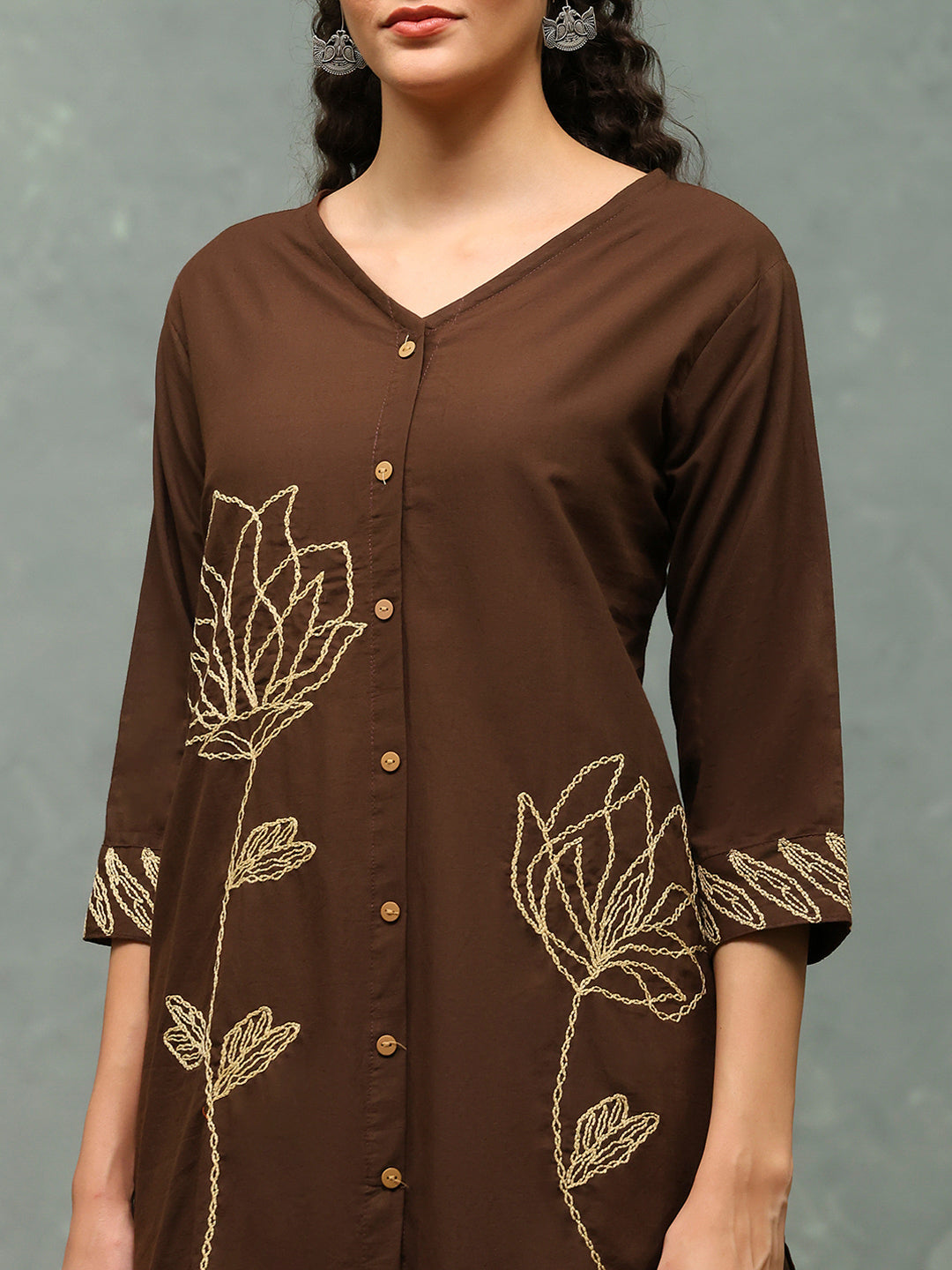 Printed Cotton Blend Kurta With Pants