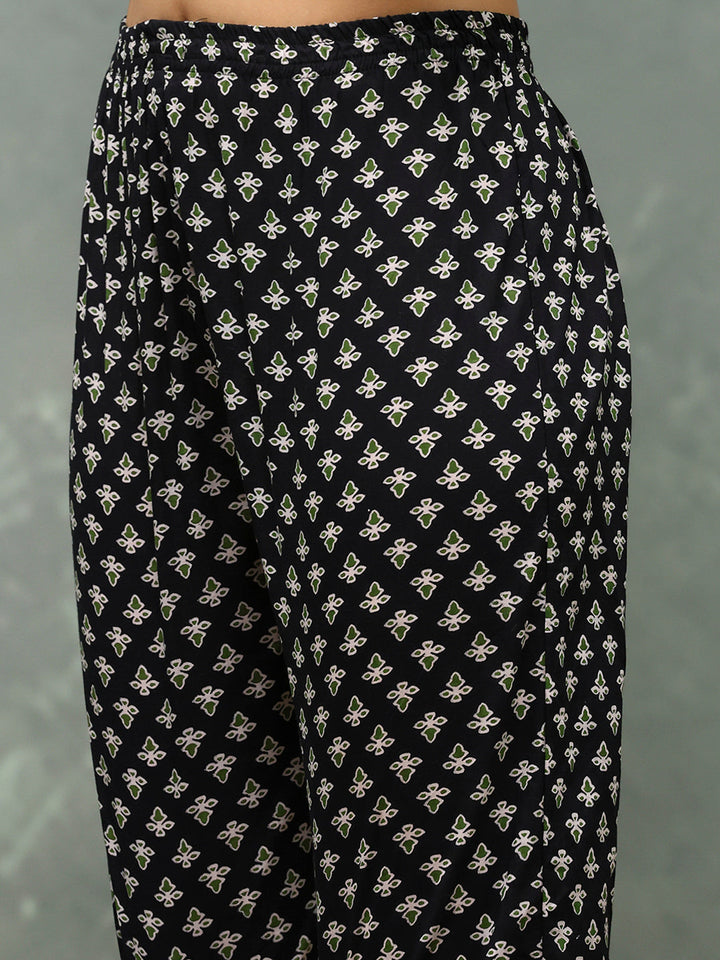 Printed Cotton Blend Kurta With Pants &amp; Dupatta