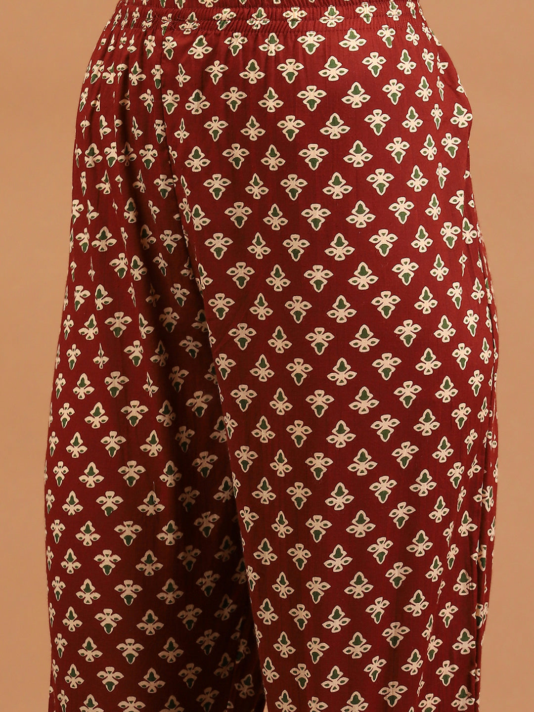 Printed Cotton Blend Kurta With Pants &amp; Dupatta