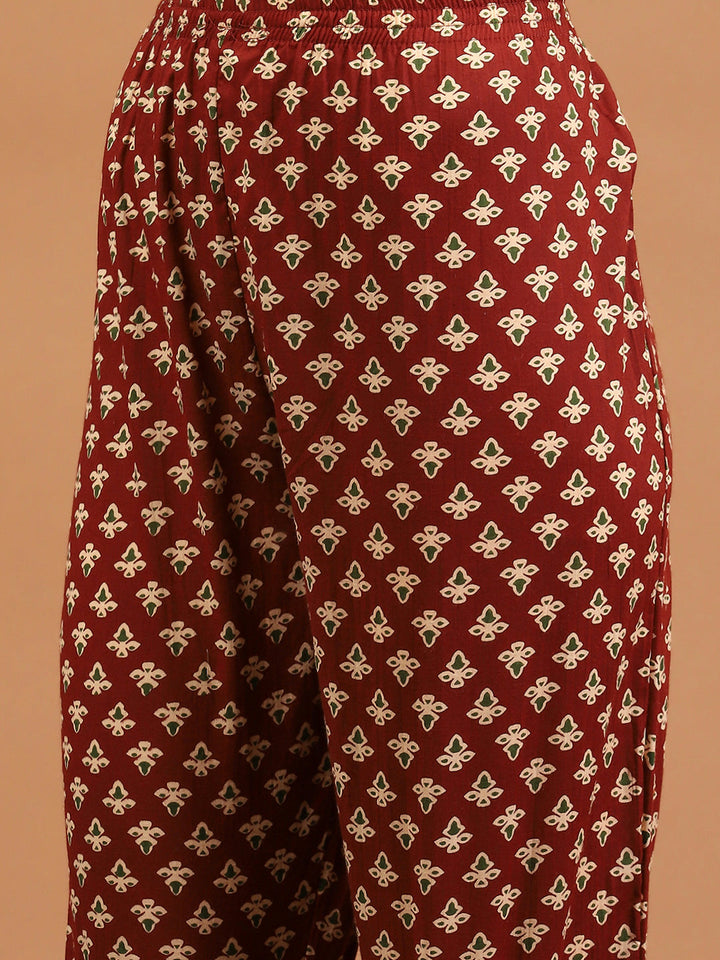 Printed Cotton Blend Kurta With Pants &amp; Dupatta