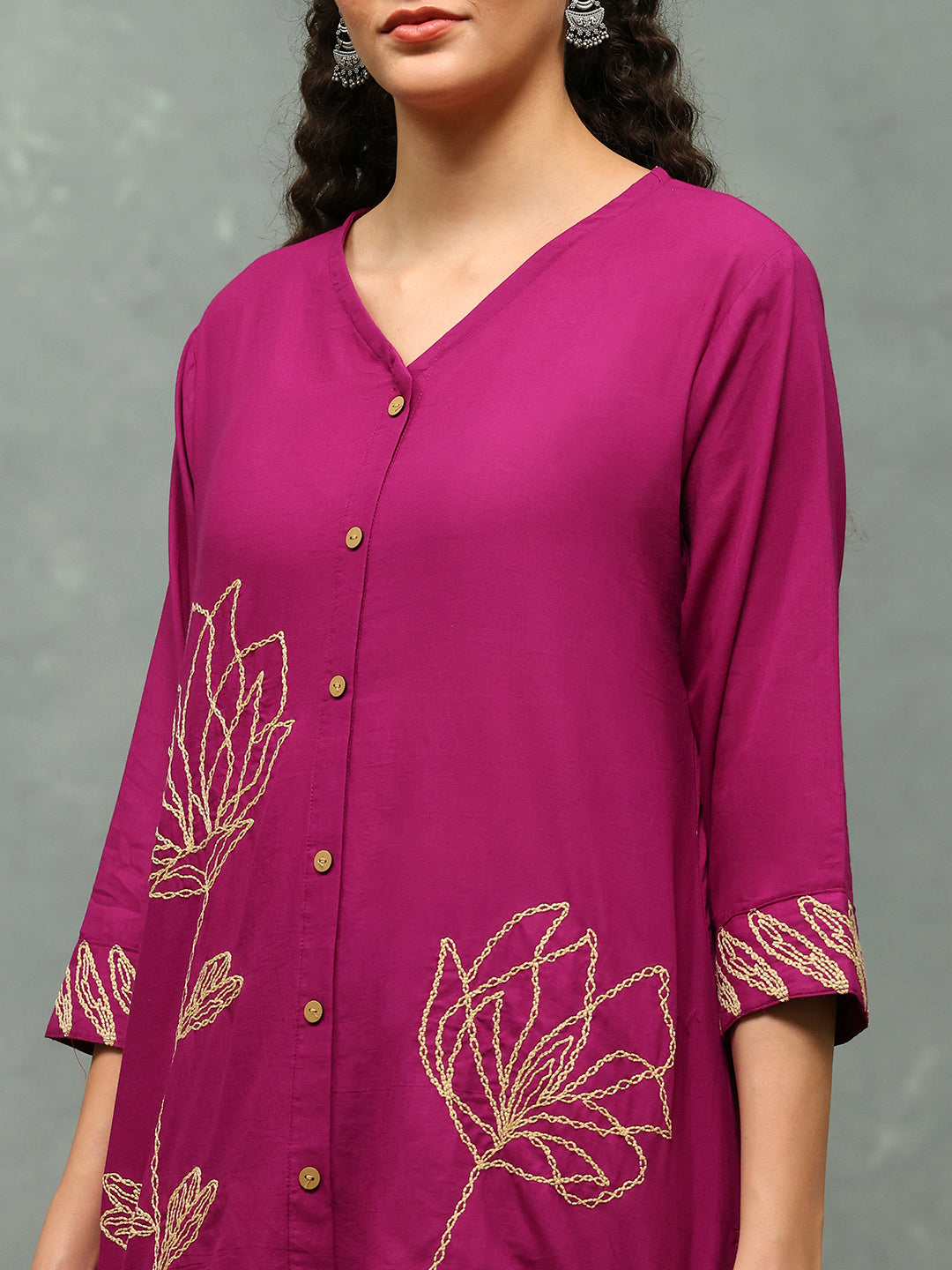 Printed Cotton Blend Kurta With Pants