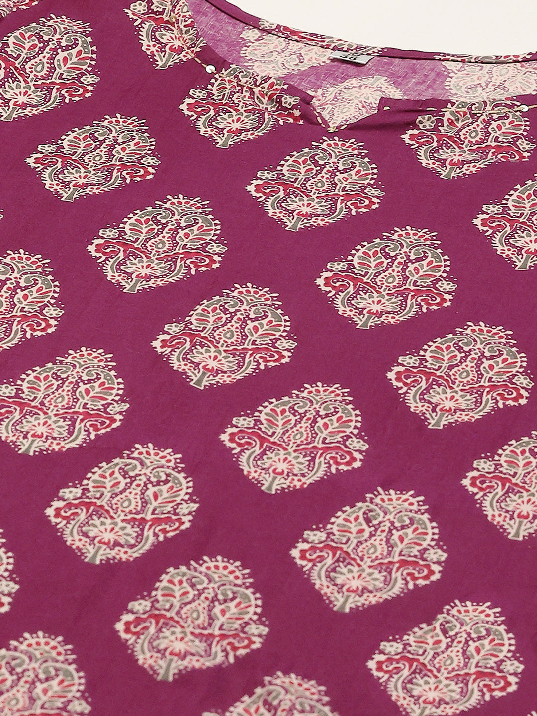 Printed Cotton Blend Kurta With Pants &amp; Dupatta
