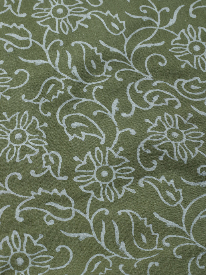 Printed Cotton Blend Unstitched Kurta With Pant &amp; Dupatta