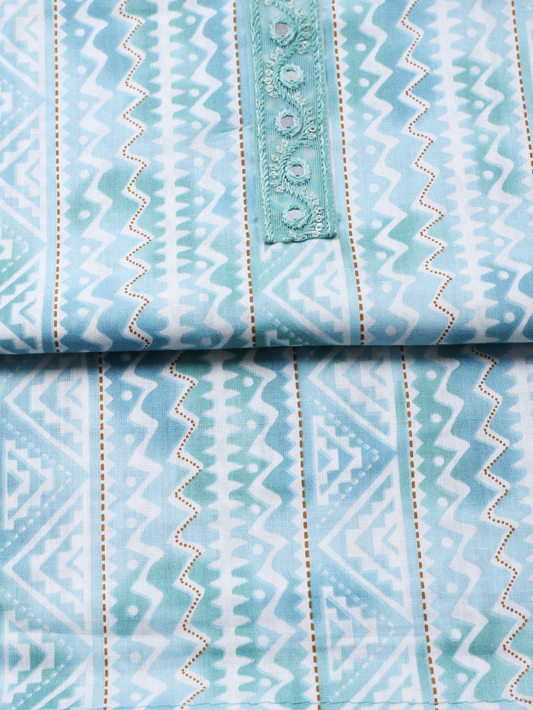 Printed Cotton Blend Unstitched Suit With Pant &amp; Dupatta