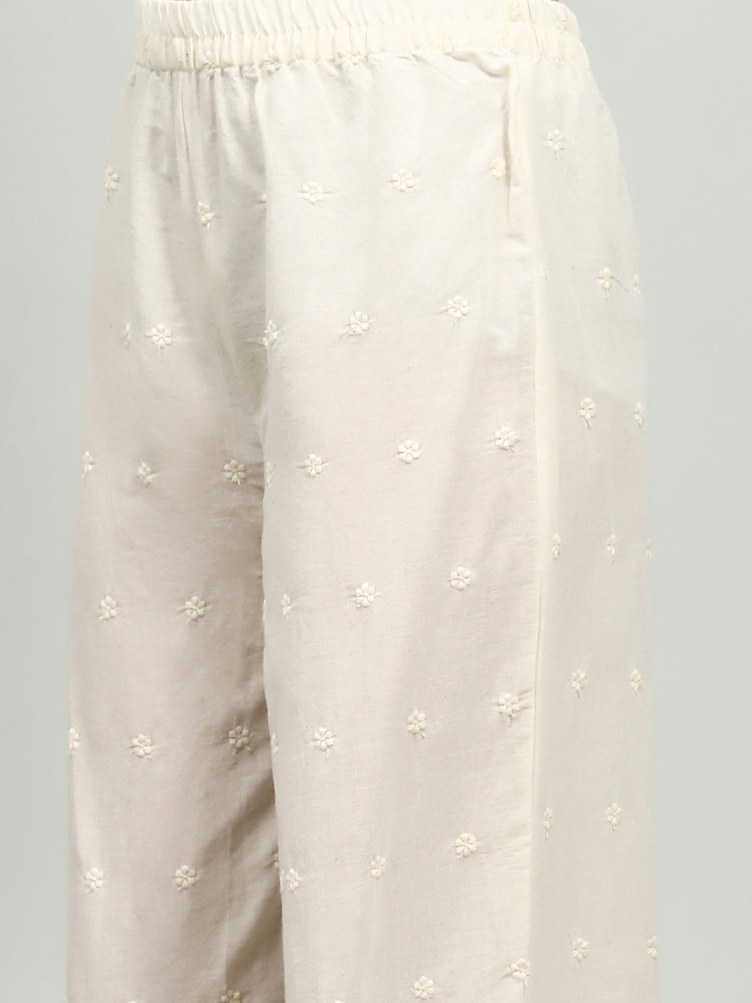 Plain Cotton Blend Kurta With Pants