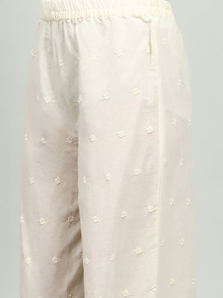 Plain Cotton Blend Kurta With Pants