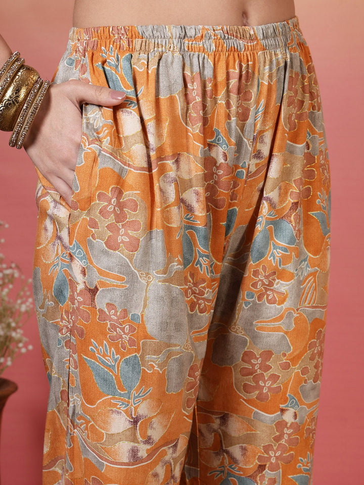 Printed Cotton Blend Kurta With Pants