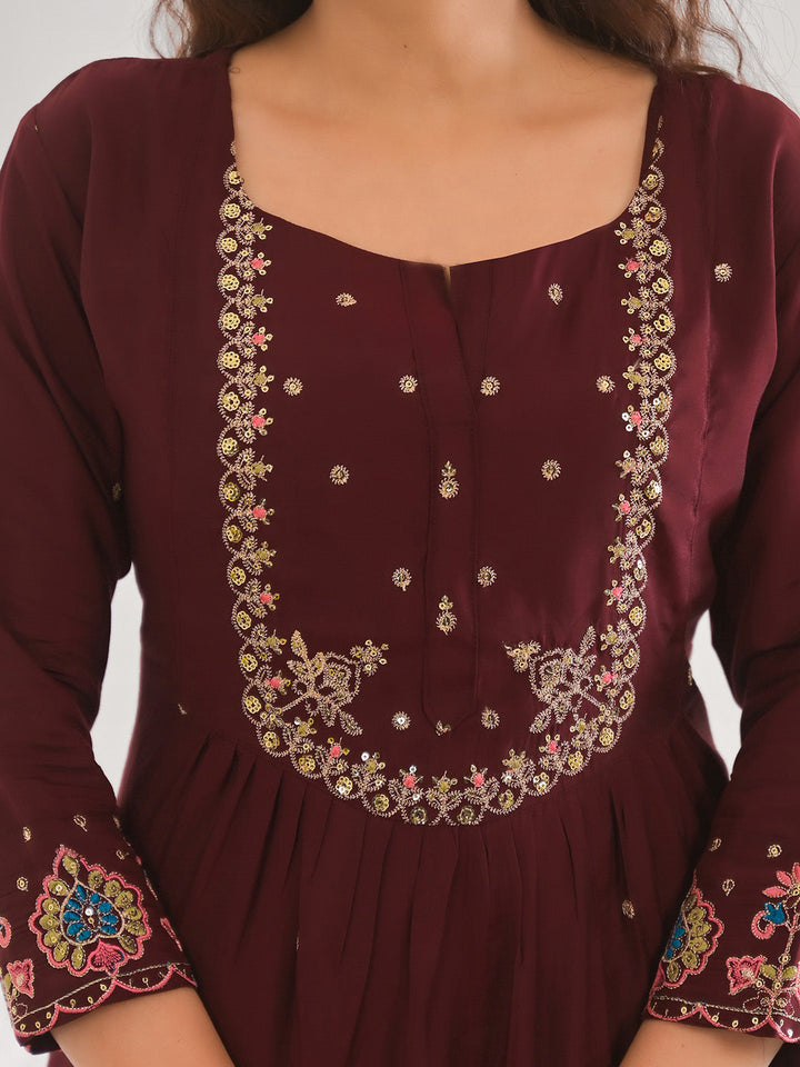 Neck Embroidery Cotton Blend Kurta With Pants &amp; Dupatta