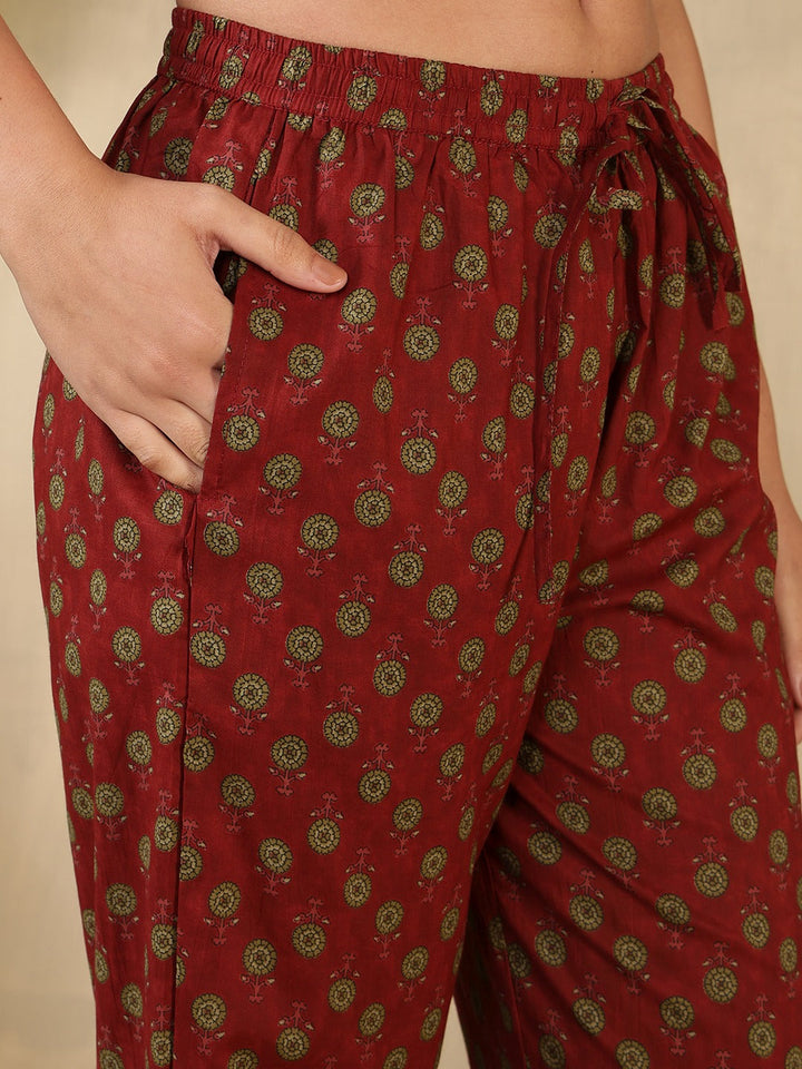 Printed Cotton Blend Suit With Pant &amp; Dupatta