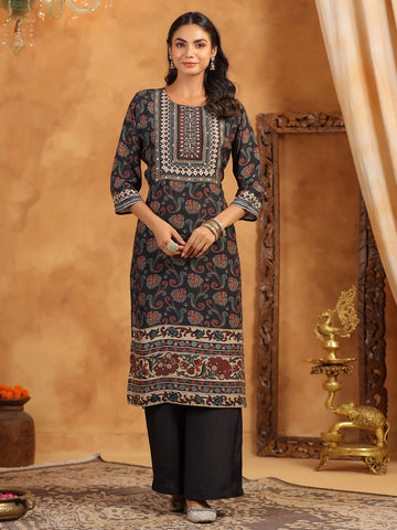 Printed Muslin Kurta With Pants & Dupatta