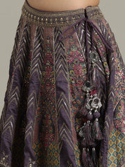Multi Kali Art Silk Choli With Lehenga & Dupatta