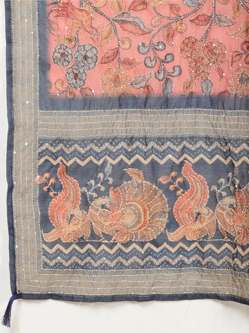 Printed Chanderi Unstitched Suit Piece With Dupatta