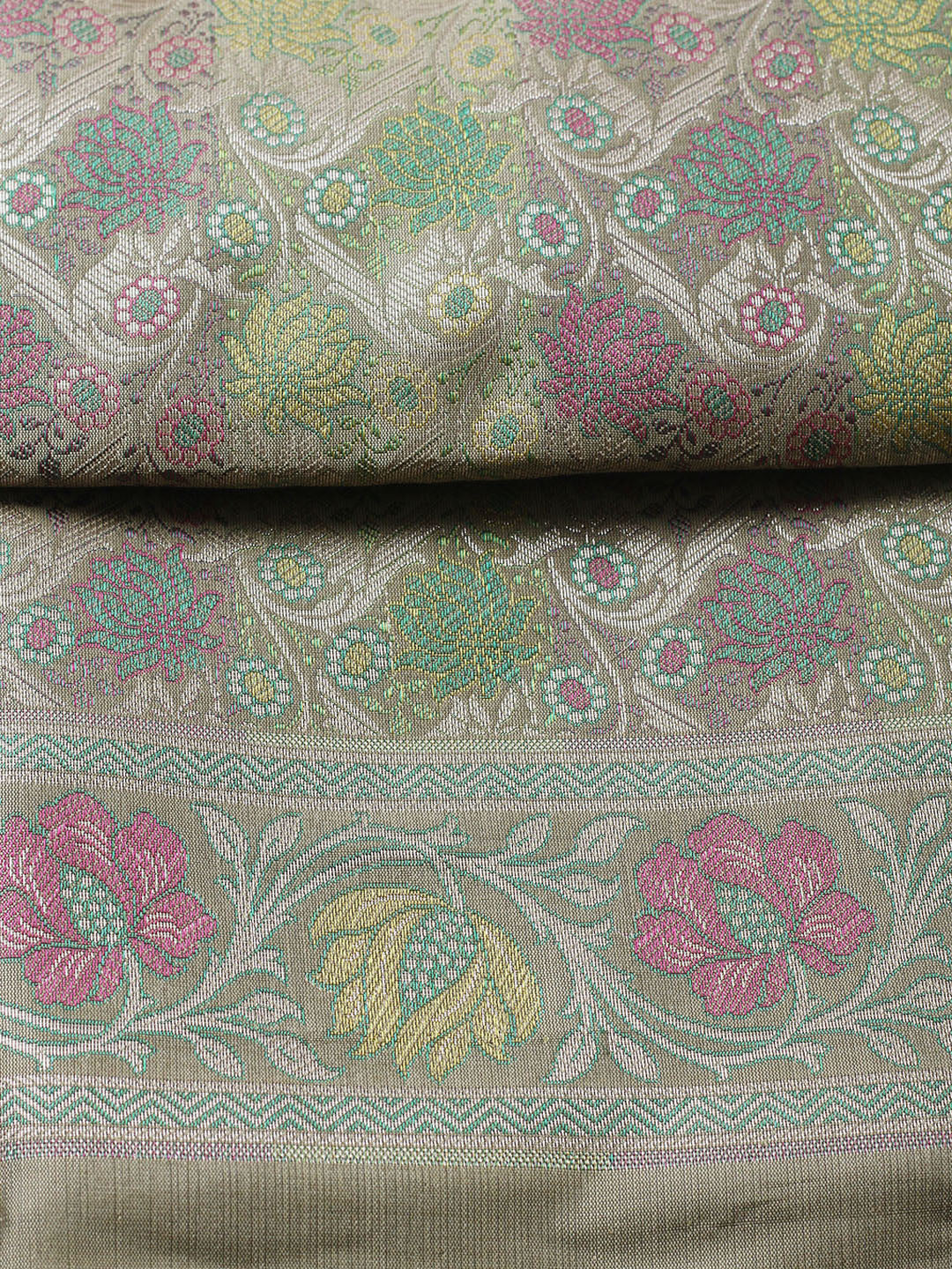 Woven Design Chanderi Unstitched Suit With Pant &amp; Dupatta