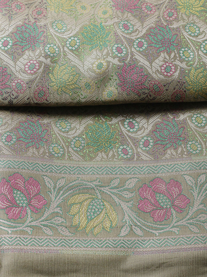 Woven Design Chanderi Unstitched Suit With Pant &amp; Dupatta