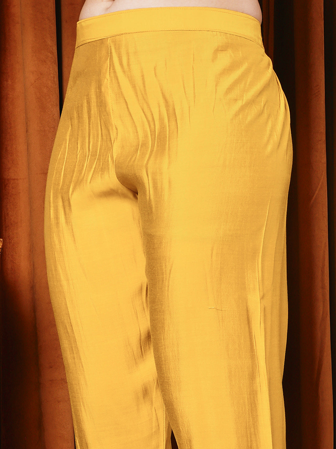 Resham Work Cotton Blend Kurta With Pants & Dupatta