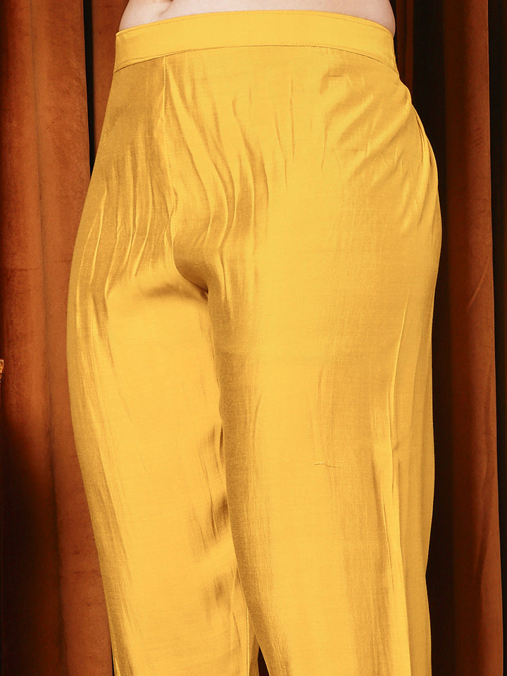 Resham Work Cotton Blend Kurta With Pants &amp; Dupatta