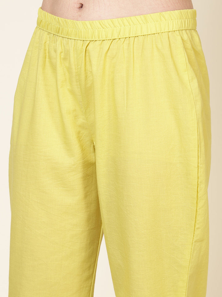Printed Cotton Blend Kurta With Pants &amp; Dupatta