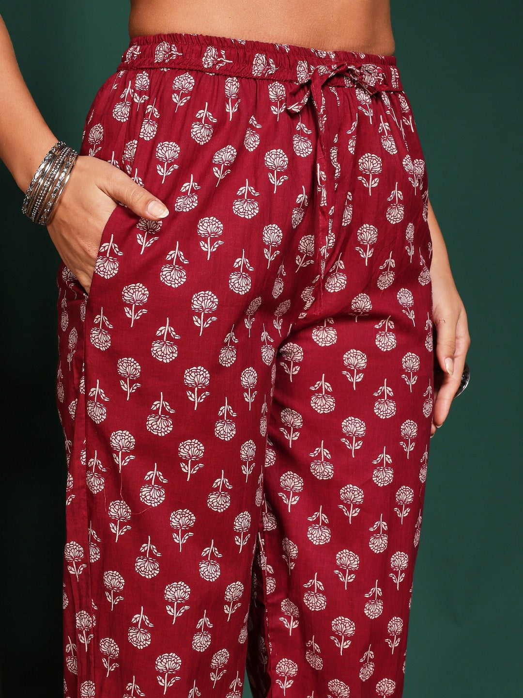 Printed Cotton Blend Kurta With Pant &amp; Dupatta