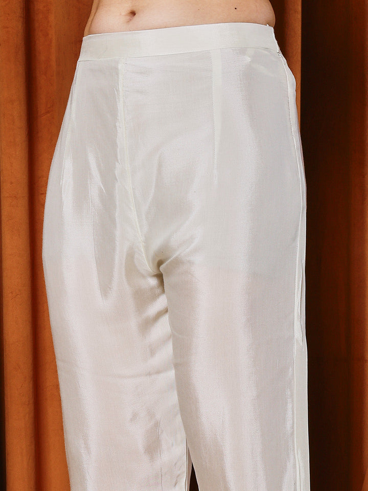 Embroidered Crepe Kurta With Pants &amp; Dupatta