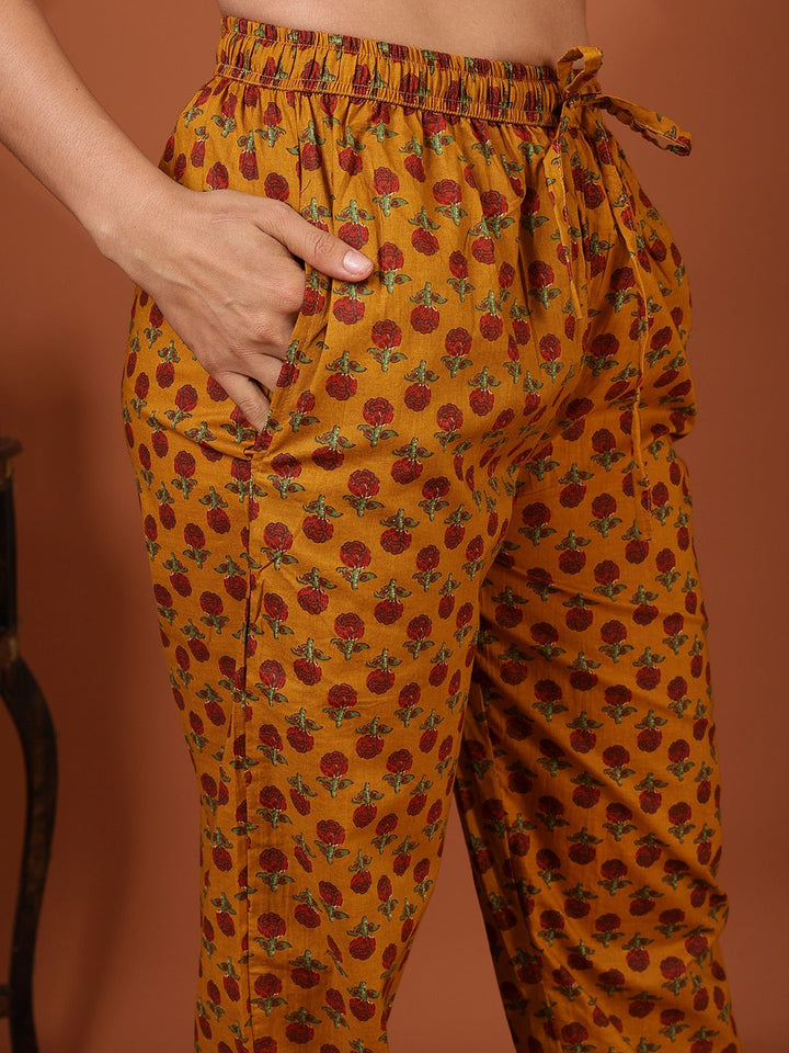 Printed Cotton Blend Kurta With Pant &amp; Dupatta