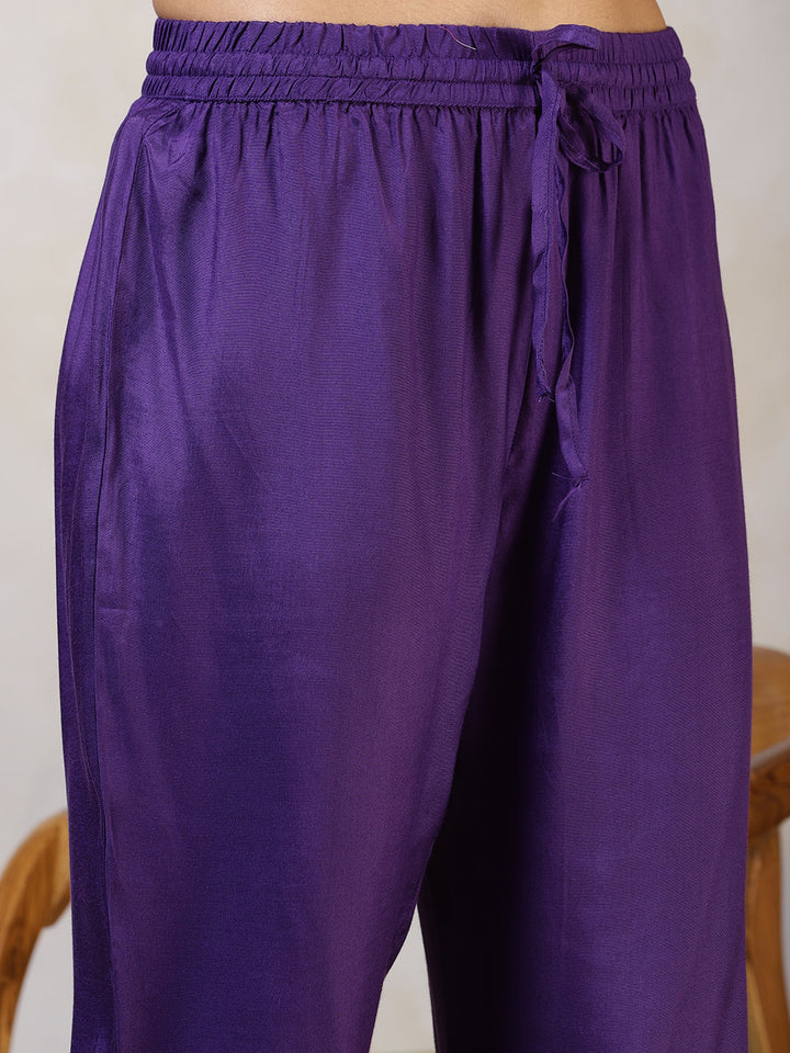 Embroidered Georgette Kurta With Pants &amp; Dupatta