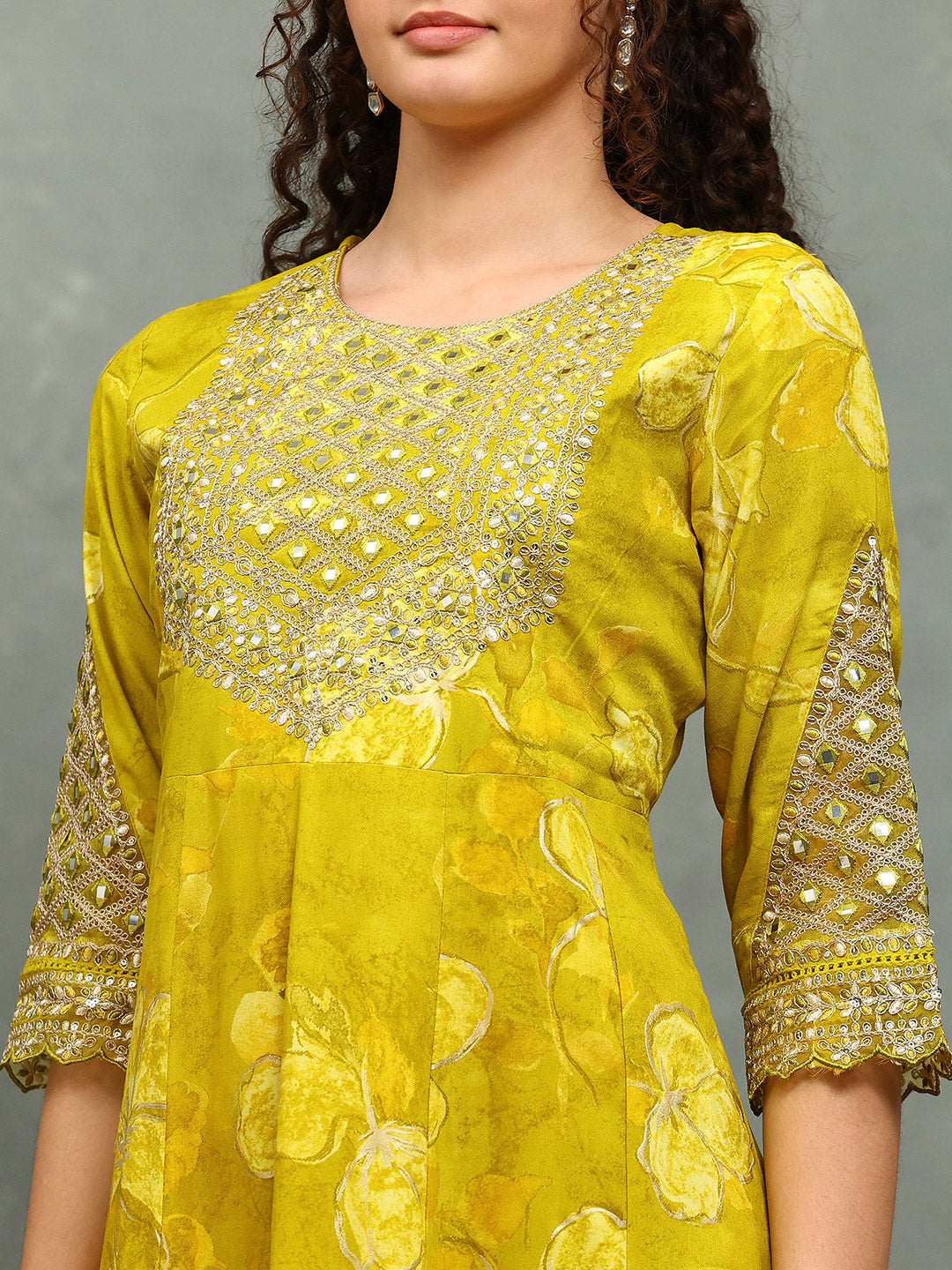 Printed Cotton Blend Kurta With Pants &amp; Dupatta