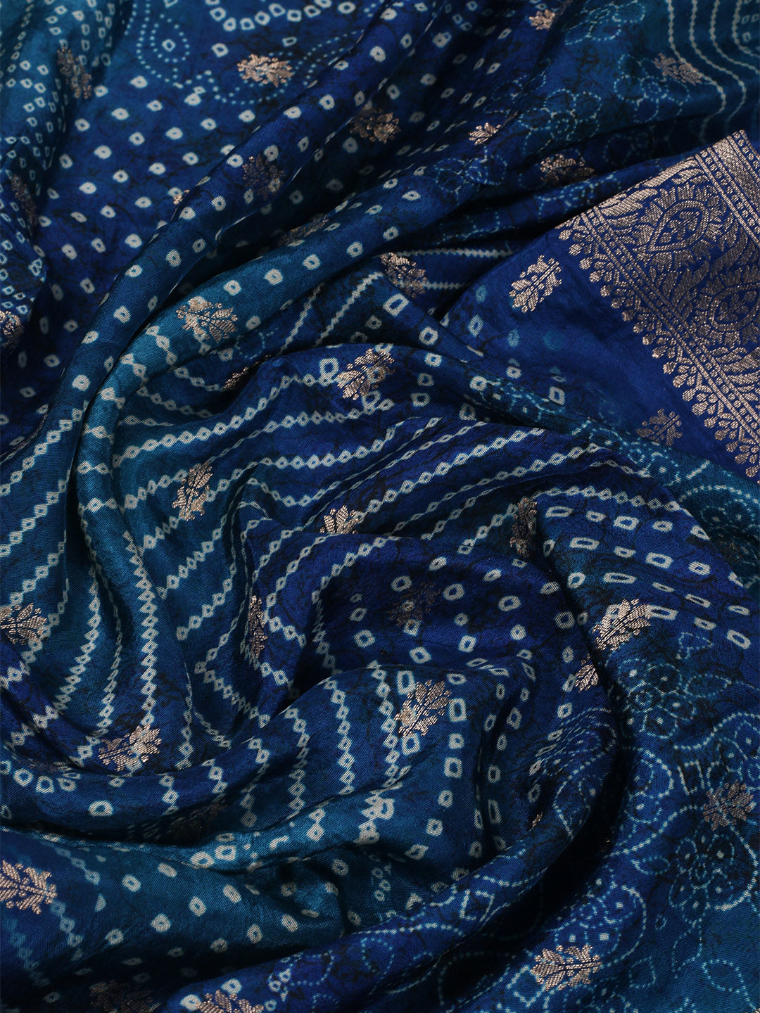Bandhani Printed Art Silk Kurta With Pants & Dupatta