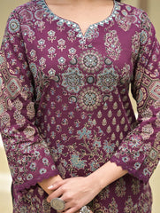 Printed Cotton Blend Kurta With Palazzo