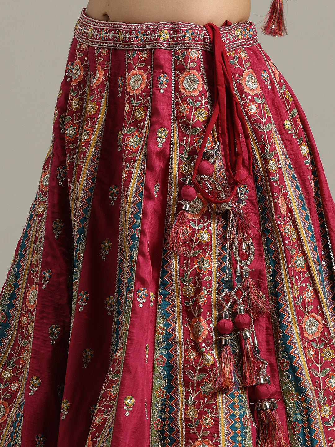 Multi Kali Art Silk Choli With Lehenga &amp; Dupatta