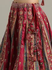 Multi Kali Art Silk Choli With Lehenga & Dupatta
