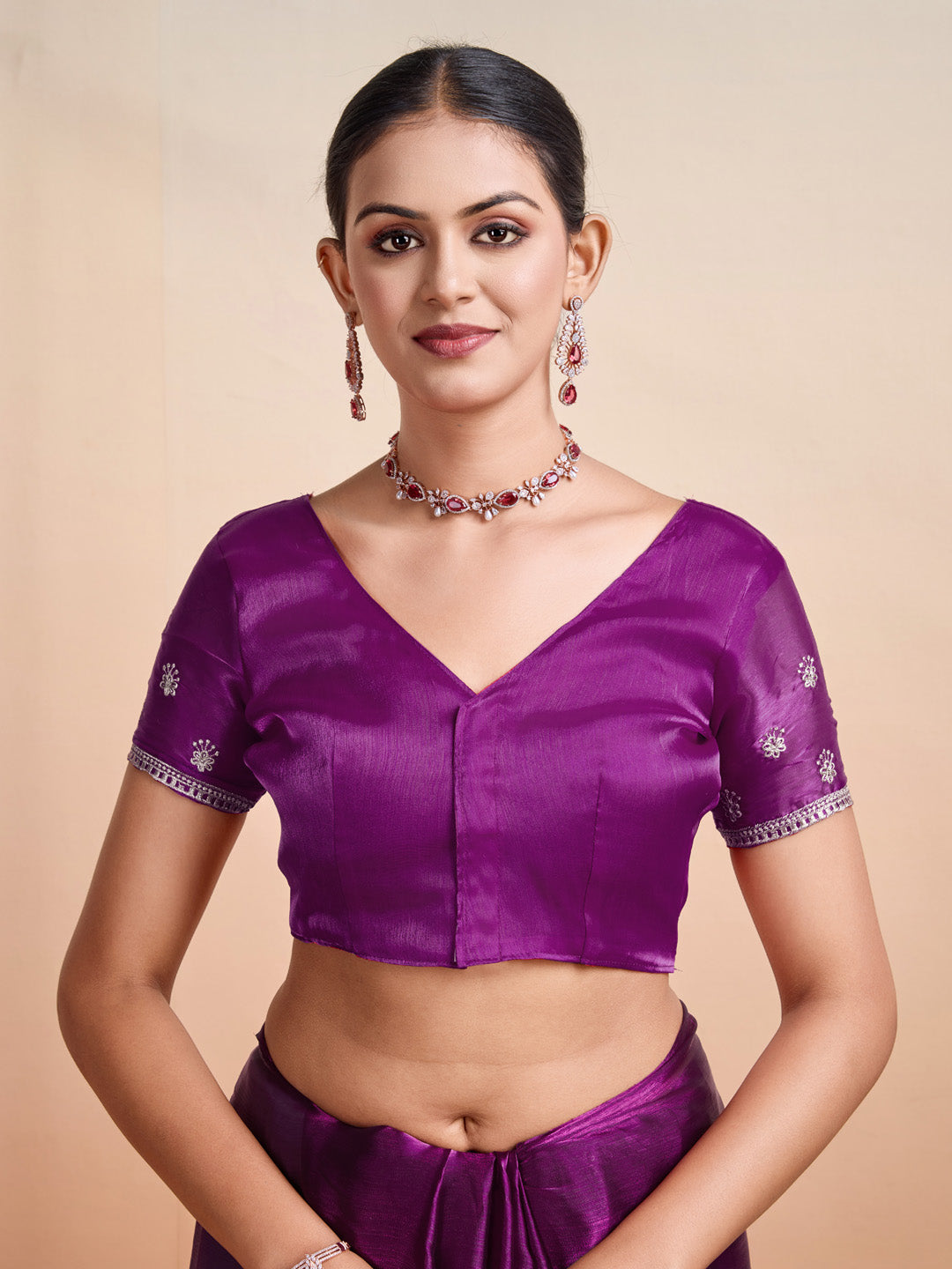 Embroidered Linen Blend Saree