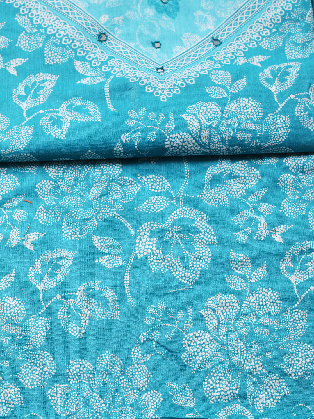 Printed Cotton Blend Unstitched Suit With Pant &amp; Dupatta