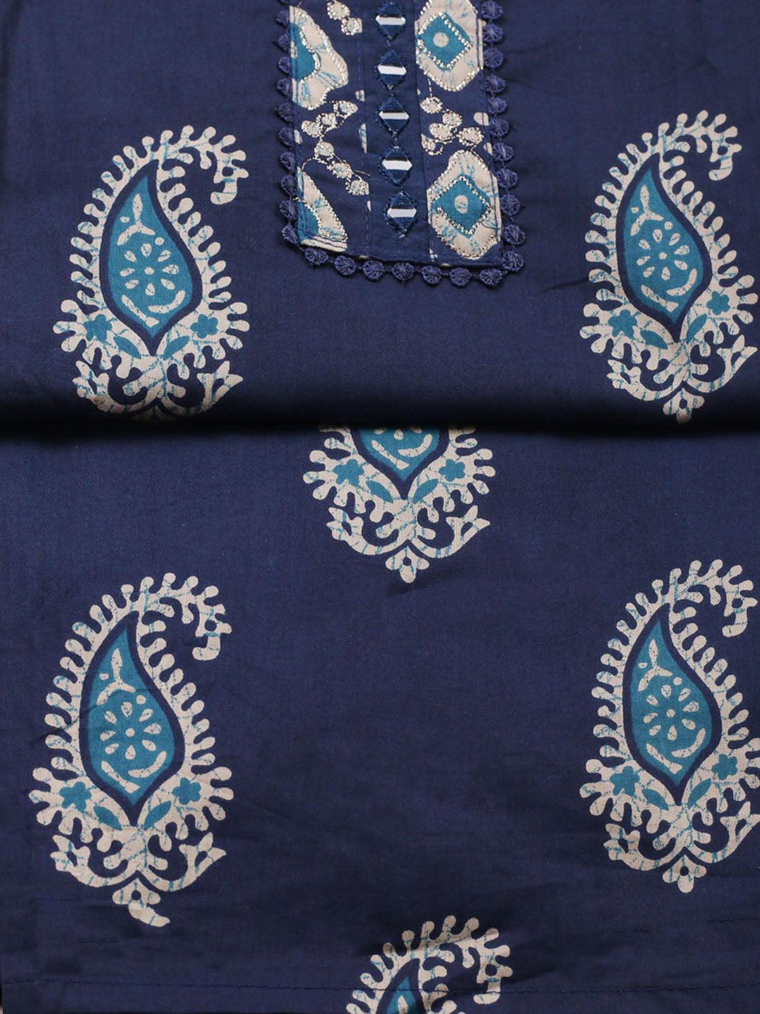 Embroidered Cotton Blend Unstitched Suit With Pant Dupatta