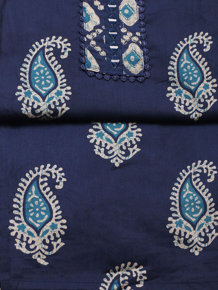 Embroidered Cotton Blend Unstitched Suit With Pant Dupatta