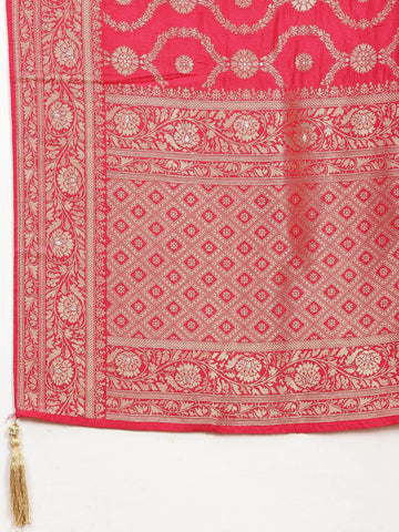 Woven Chanderi Unstitched Suit Piece With Dupatta