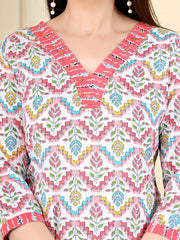 Printed Cotton Blend Kurta With Pants