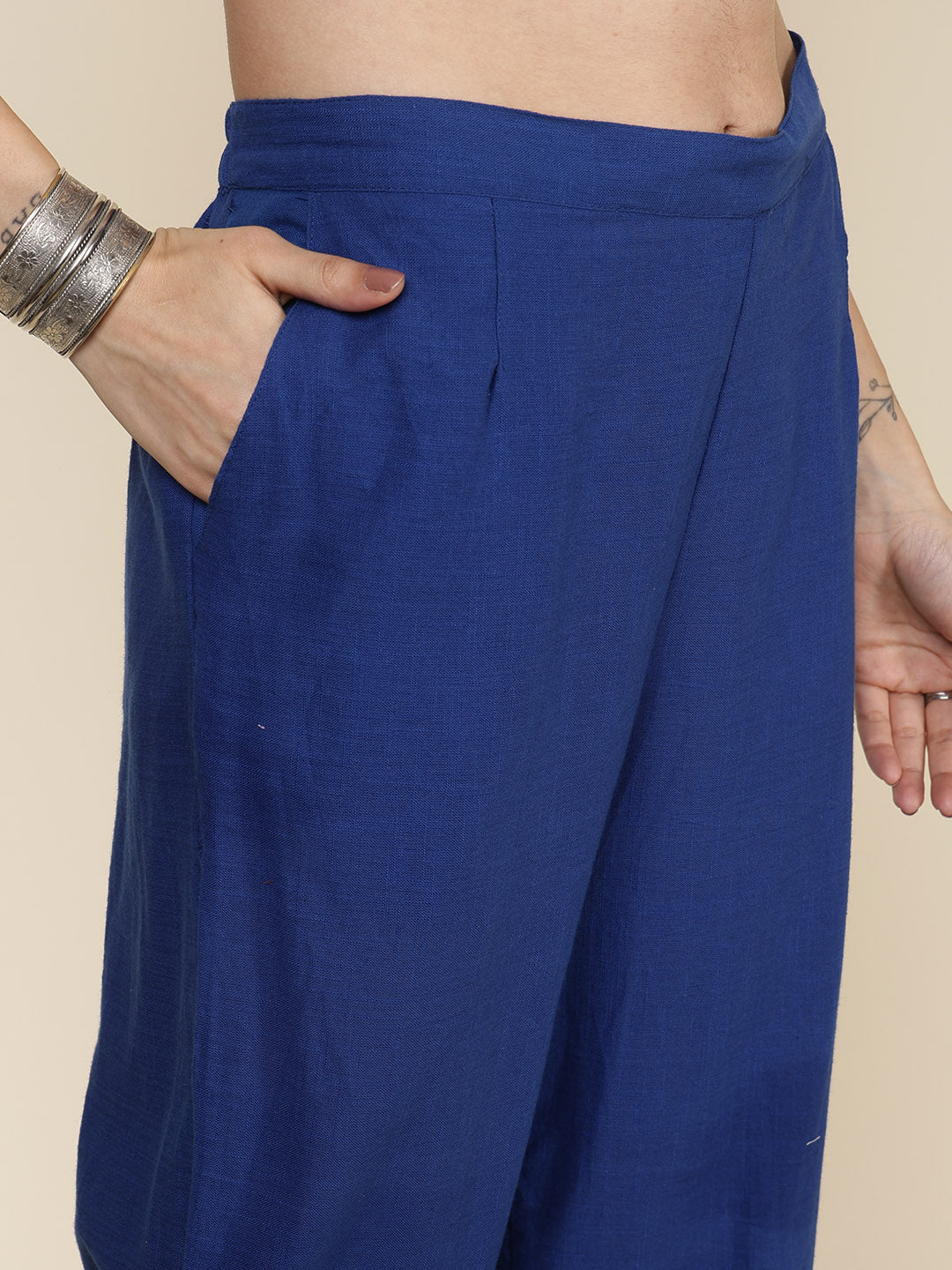 Printed Cotton Blend Kurta With Pants