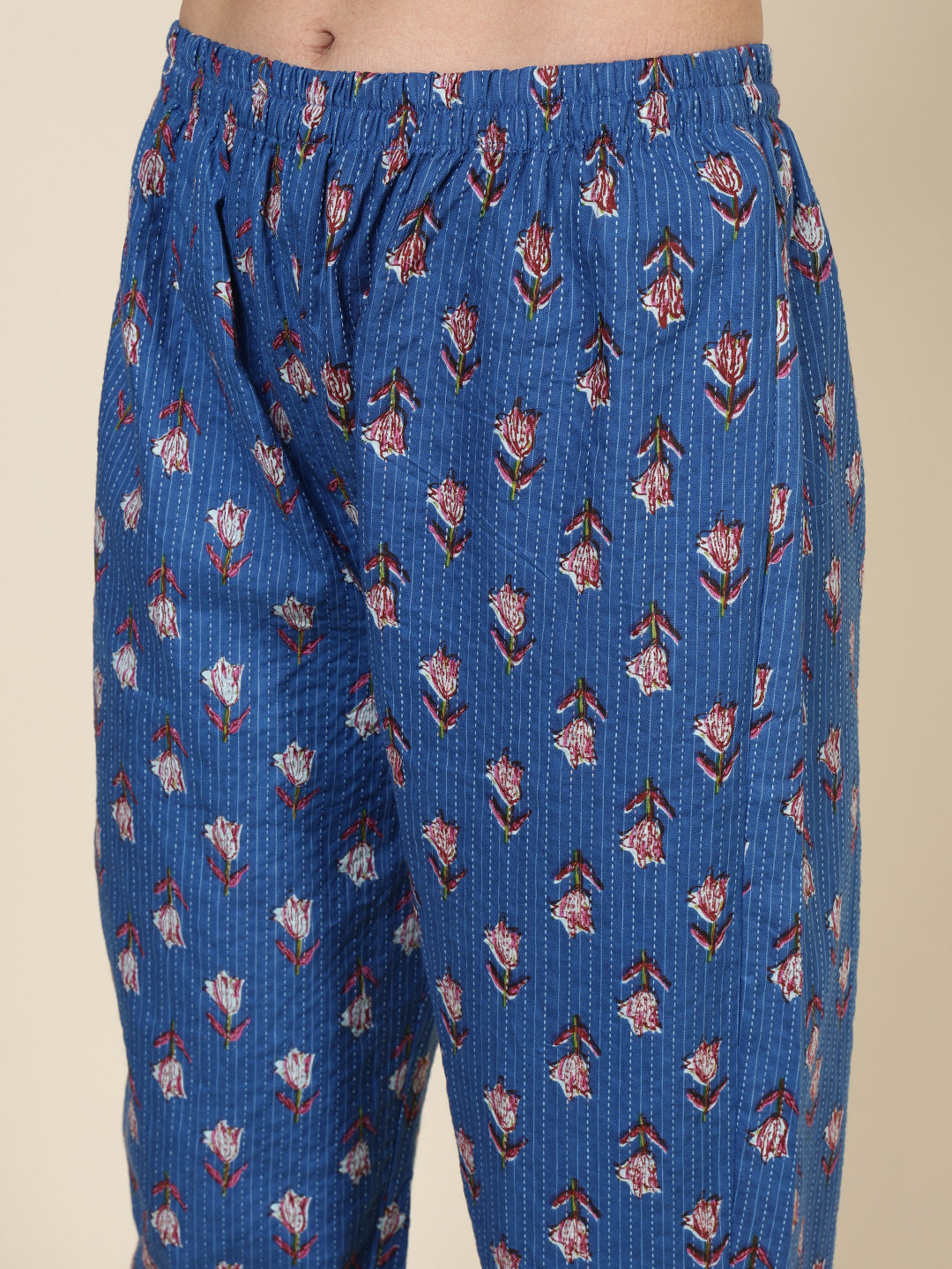 Printed Cotton Blend Kurta With Pants