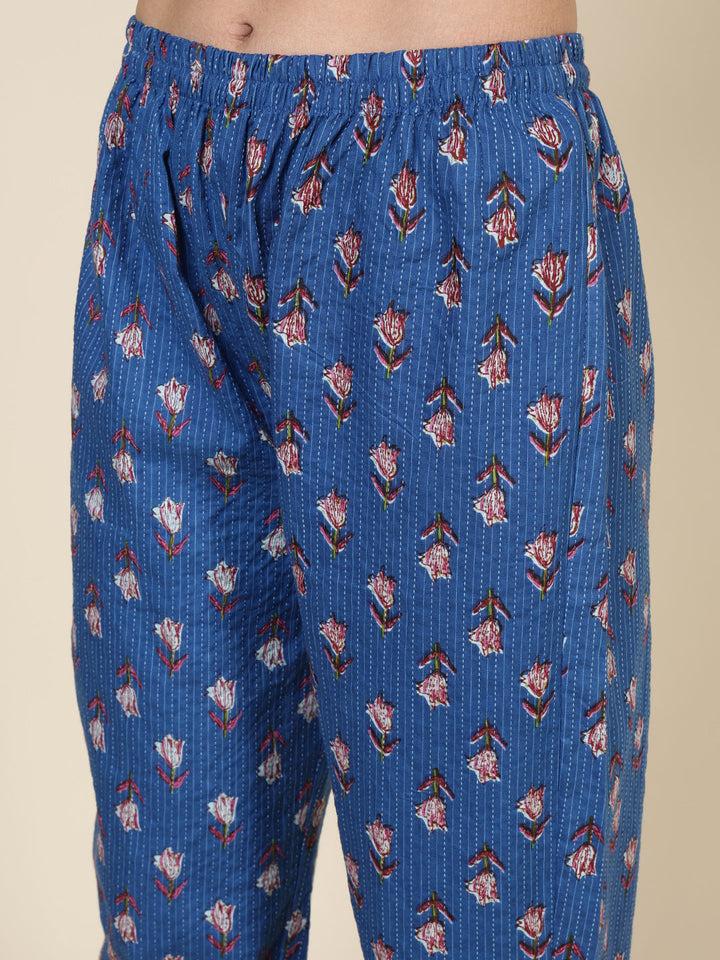 Printed Cotton Blend Kurta With Pants