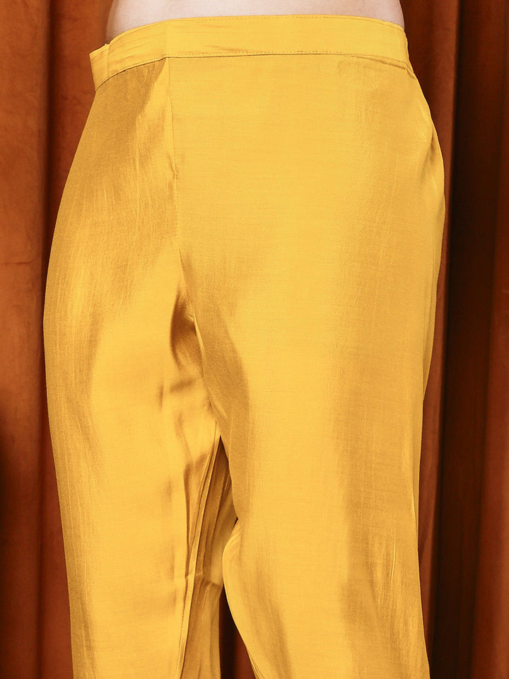 Embroidered Cotton Blend Kurta With Pants &amp; Dupatta