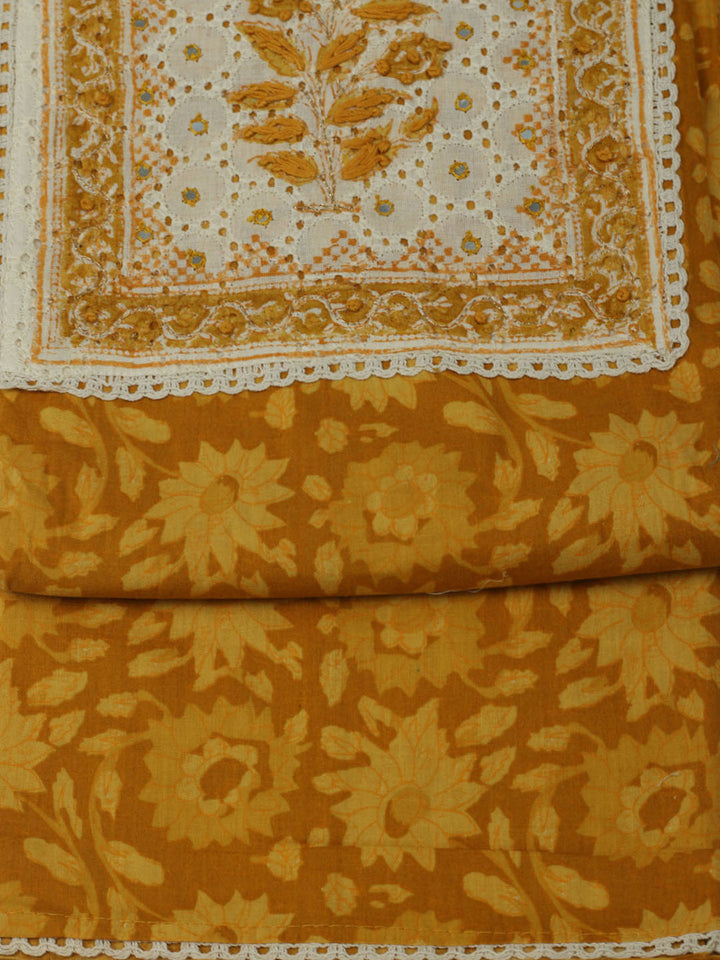 Printed Cotton Unstitched Suits Printed Suit With Pant &amp; Dupatta