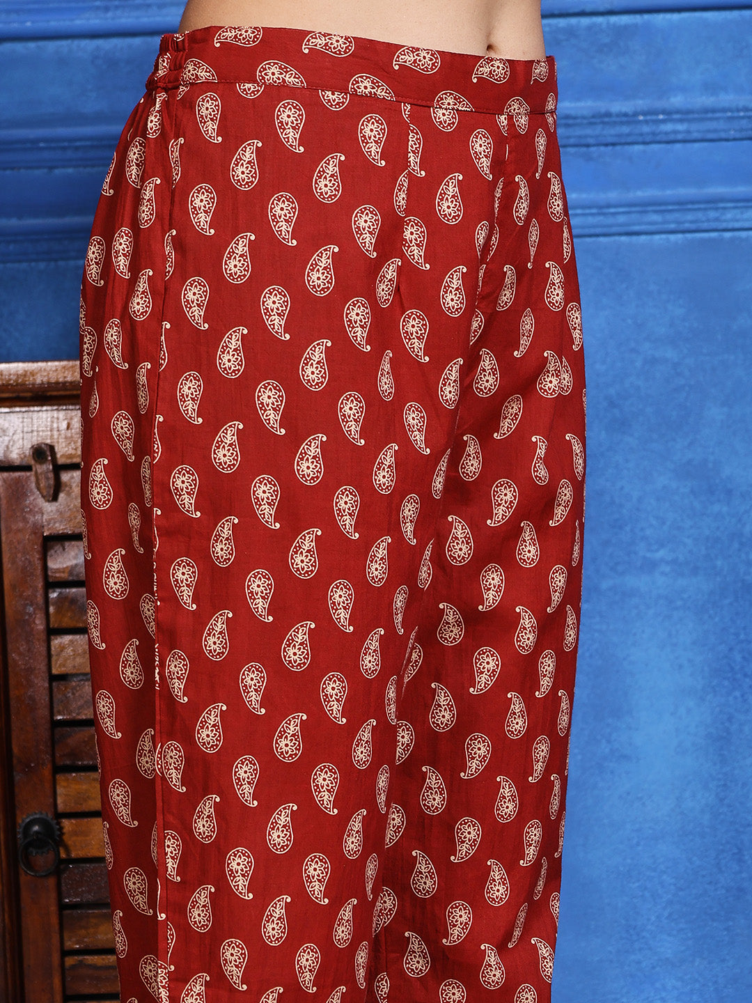 Printed Cotton Blend Kurta With Pants & Dupatta