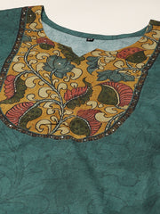 Printed Cotton Blend Kurta With Pants & Dupatta